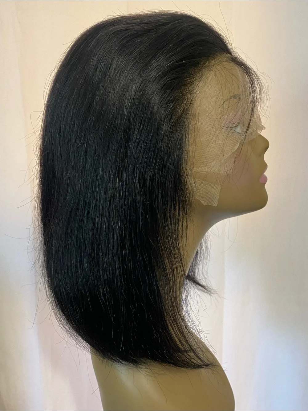 Natural Black 13x6 HD Lace Front Wig Glueless Human Hair 12 Inch  180 Density